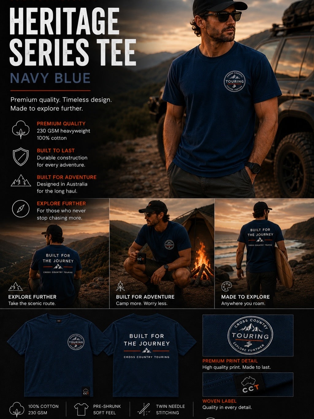 Heritage Series Tee - Navy Blue